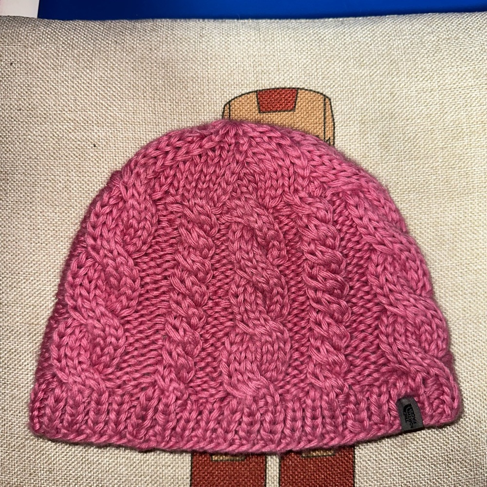 Pink North face beanie